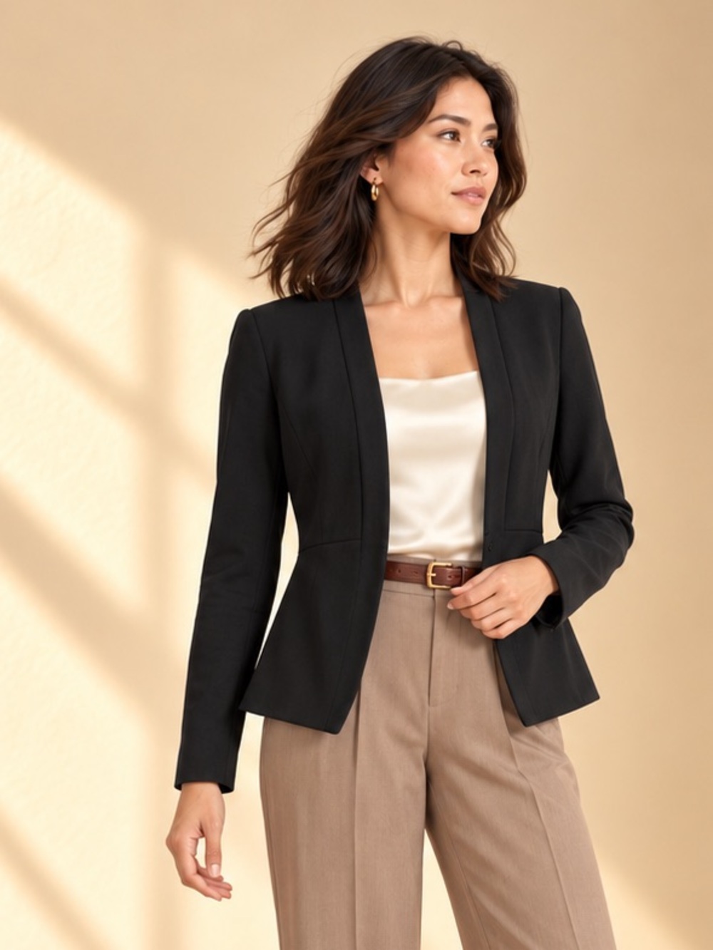 Joseph Ribkoff Black Tuxedo Open Front Fitted Blazer Office Siren Sz 6